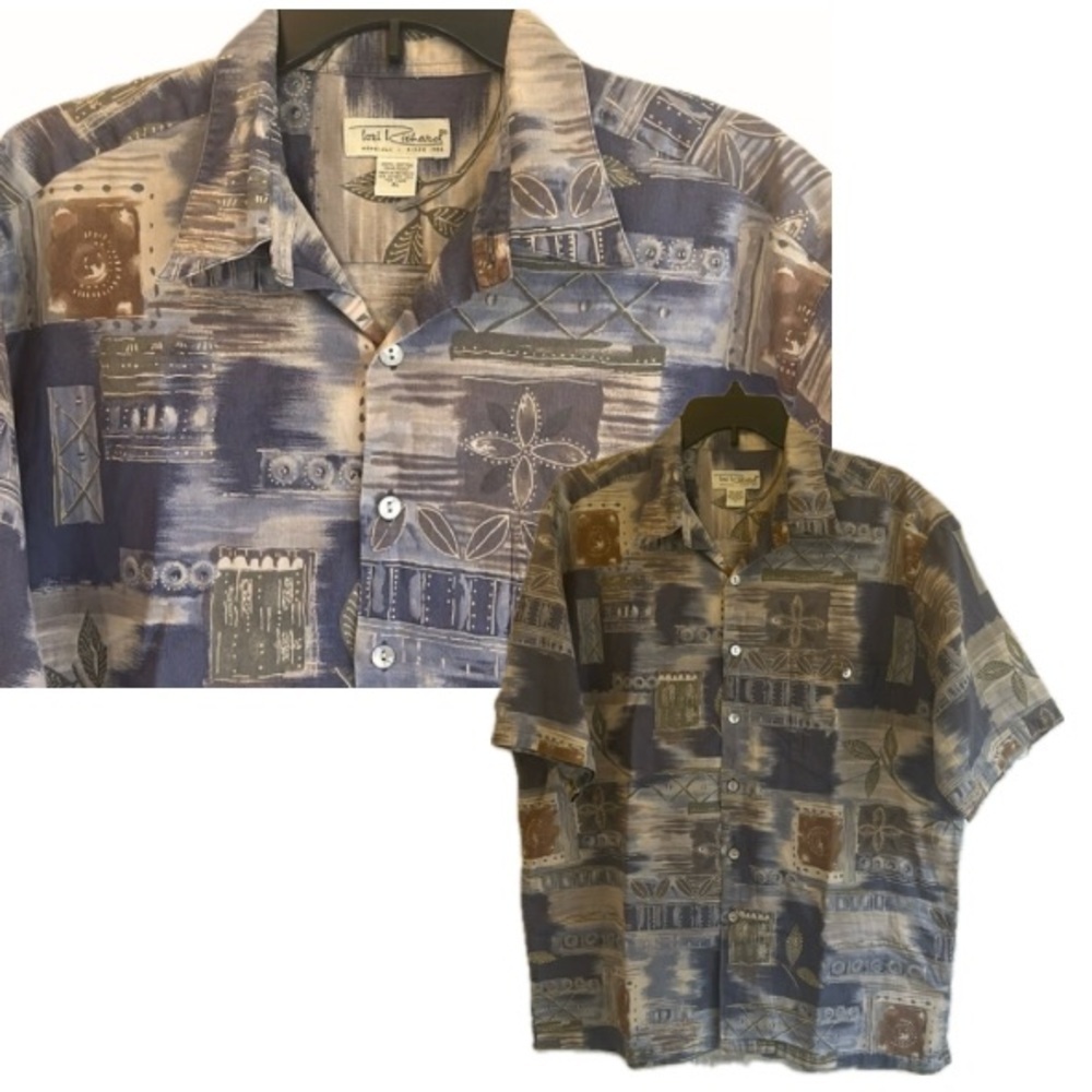 Vintage Tori Richard Hawaiian Shirt Mens XL Multicolor Button Up S/S Tribal USA